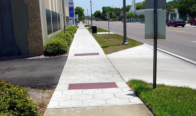city sidewalk curb